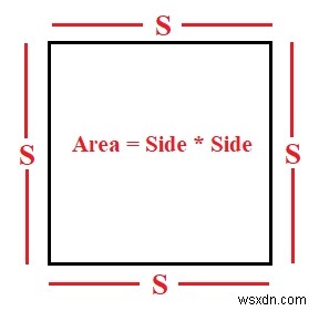 सी++ में वर्ग के क्षेत्रफल के लिए कार्यक्रम 