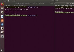 क्लाइंट सर्वर मॉडल का उपयोग करके C/C++ में एक स्ट्रिंग को उल्टा करें 