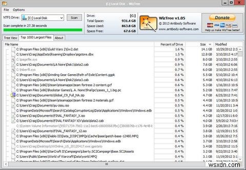 WizTree आपकी डिस्क स्पेस को हॉगिंग करने में आपकी मदद कर सकता है [विंडोज] 