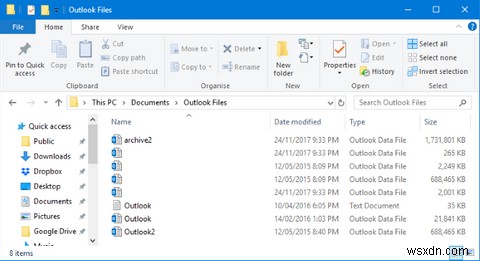 विंडोज 10 फाइल हिस्ट्री के साथ अपने (आउटलुक) ईमेल का बैकअप कैसे लें 