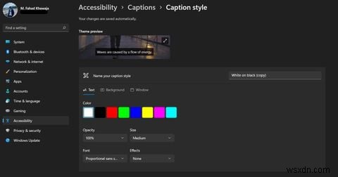 विंडोज 11 में कैप्शन सेटिंग्स कैसे बदलें 