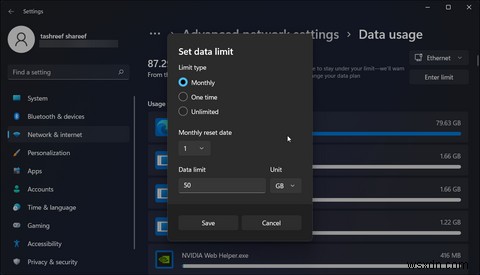 विंडोज 11 में डेटा उपयोग सीमा की निगरानी और सेट कैसे करें 