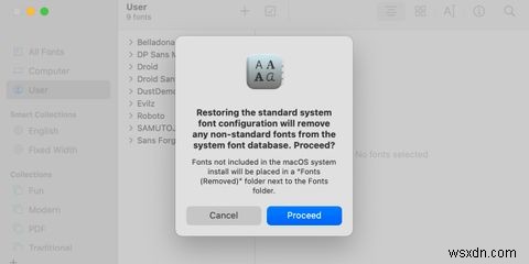 MacOS में अपना फ़ॉन्ट संग्रह कैसे रीसेट करें 