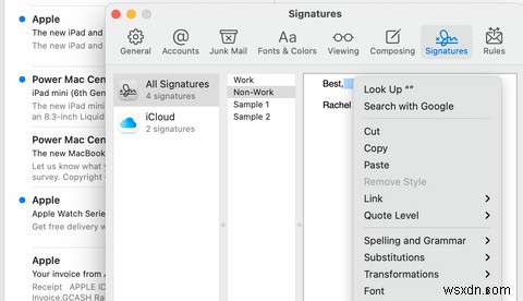 अपने मैक पर मेल में ईमेल हस्ताक्षर जोड़कर अपने ईमेल को निजीकृत करें 