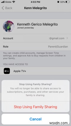 Apple फैमिली शेयरिंग का उपयोग कैसे रोकें या परिवार के अन्य सदस्यों को निकालें 