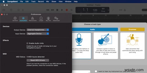 Mac के लिए GarageBand पर एक साथ एकाधिक USB mics कैसे रिकॉर्ड करें? 