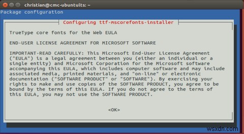 उबंटू लिनक्स में माइक्रोसॉफ्ट टेक्स्ट फोंट कैसे स्थापित करें 