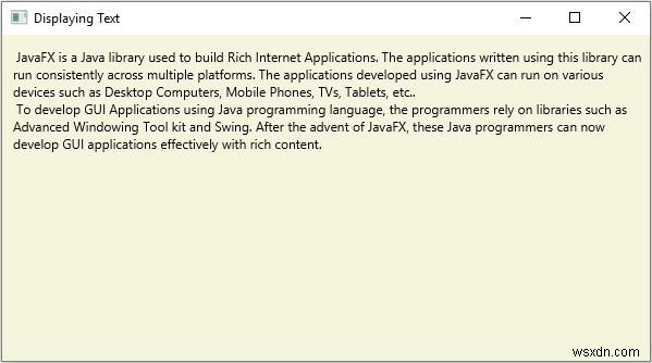 JavaFX में टेक्स्ट नोड कैसे बनाएं? 