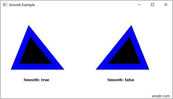 JavaFX में 2D शेप के स्मूथ प्रॉपर्टी की व्याख्या करें 