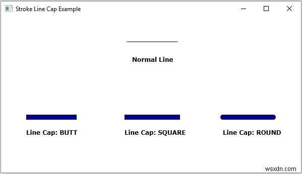 JavaFX में 2D आकृतियों के स्ट्रोक लाइन कैप गुण की व्याख्या करें 