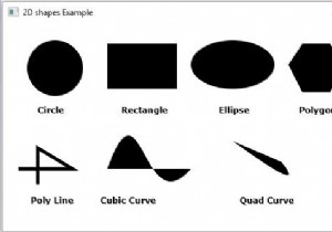 JavaFX द्वारा प्रदान की जाने वाली विभिन्न 2D आकृतियाँ क्या हैं? 