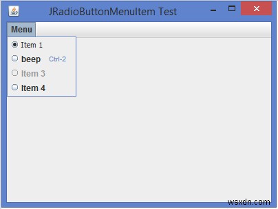 जावा में JRadioButtonMenuItem कैसे प्रदर्शित करें? 