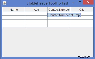 जावा में JTableHeader के प्रत्येक कॉलम में टूलटिप कैसे सेट करें? 