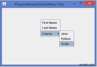 हम जावा में उप मेनू के साथ JPopupMenu कैसे बना सकते हैं? 