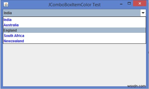 हम जावा में JComboBox आइटम के लिए अग्रभूमि और पृष्ठभूमि का रंग कैसे सेट कर सकते हैं? 