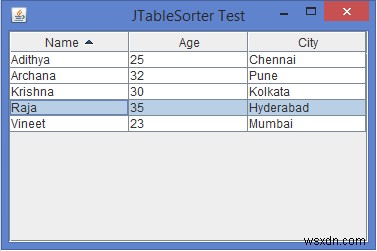 हम जावा में किसी विशेष कॉलम पर जेटीबल कैसे सॉर्ट कर सकते हैं? 