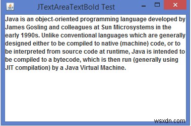 जावा में JTextArea के अंदर बोल्ड टेक्स्ट कैसे प्रदर्शित करें? 