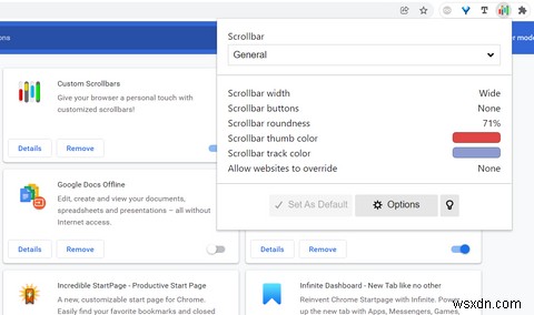 कस्टम स्क्रॉलबार के साथ Google क्रोम में स्क्रॉलबार को कैसे अनुकूलित करें 