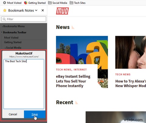 क्रोम और फायरफॉक्स में बुकमार्क में नोट्स कैसे जोड़ें 