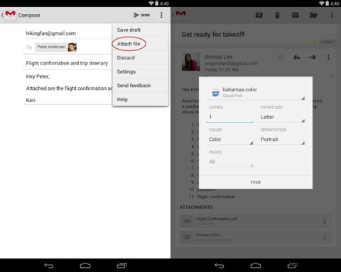 Android के लिए Gmail 4.7 अवकाश प्रतिसाद जोड़ता है और अंत में किसी भी फ़ाइल को डाउनलोड और संलग्न करता है