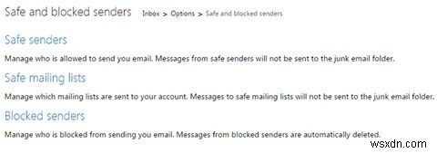Outlook.com में ईमेल पतों को श्वेतसूची में कैसे डालें