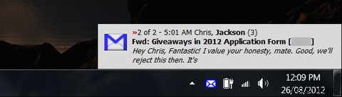 Gmail के लिए Google नोटिफ़ायर के साथ अपने सिस्टम ट्रे में नए Gmail संदेश देखें 