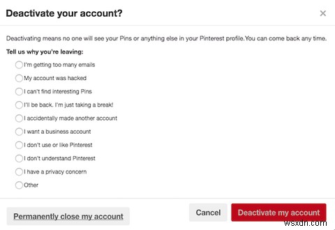 अपने Pinterest खाते को कैसे निष्क्रिय (या हटाएं) करें 