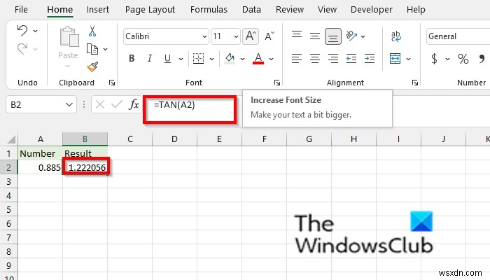 Microsoft Excel में TAN फ़ंक्शन का उपयोग कैसे करें 