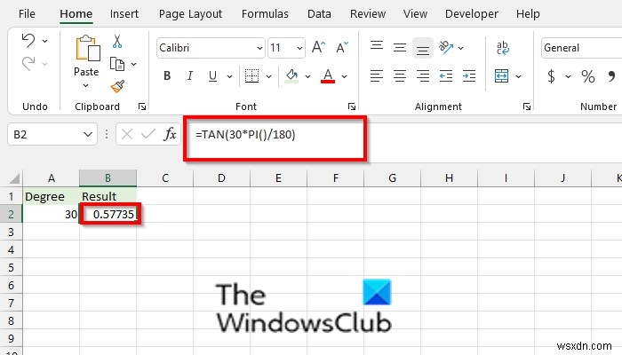 Microsoft Excel में TAN फ़ंक्शन का उपयोग कैसे करें 