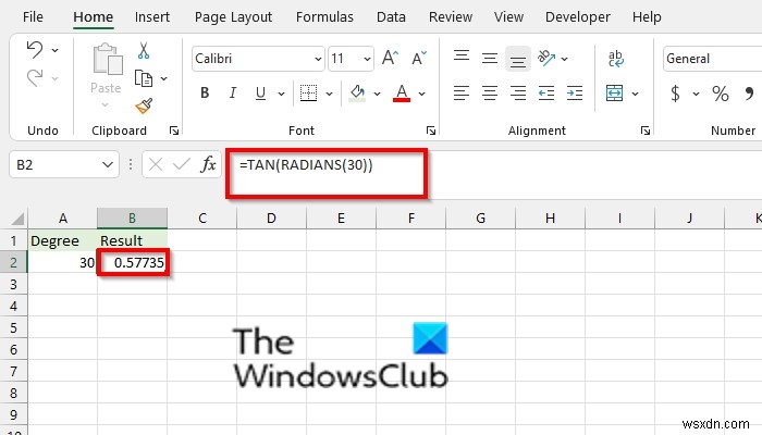 Microsoft Excel में TAN फ़ंक्शन का उपयोग कैसे करें 