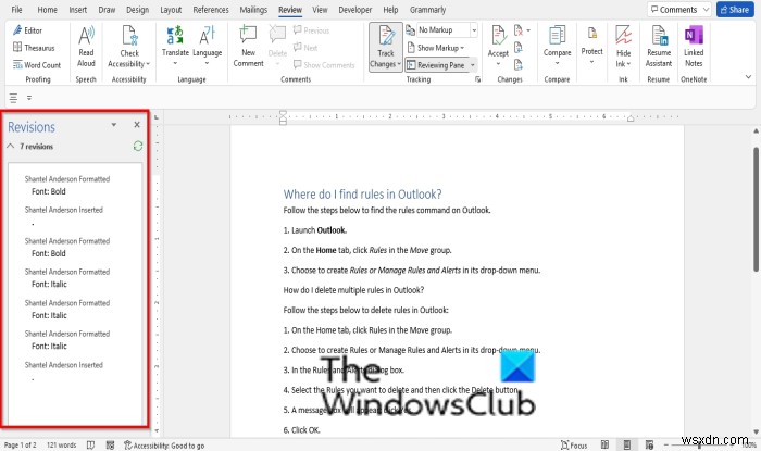 Microsoft Word में समीक्षा फलक को चालू या बंद कैसे करें 