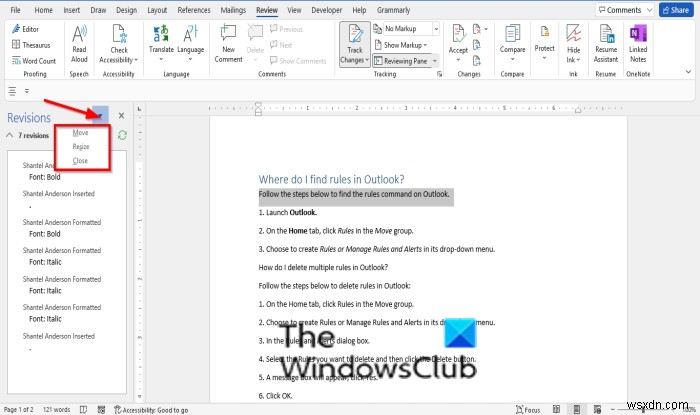 Microsoft Word में समीक्षा फलक को चालू या बंद कैसे करें 