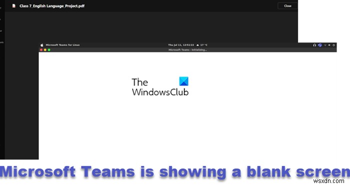 Microsoft Teams एक रिक्त सफ़ेद या काली स्क्रीन दिखा रहा है 