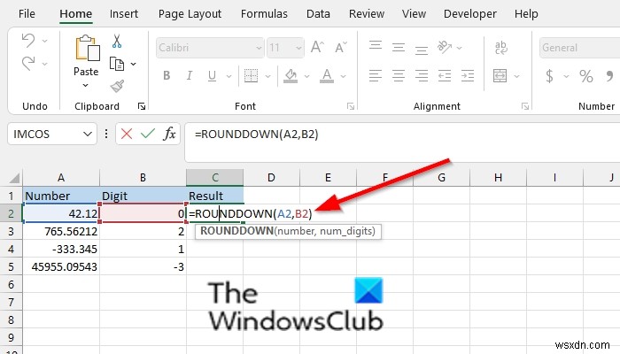 Excel में राउंडडाउन फ़ंक्शन का उपयोग कैसे करें