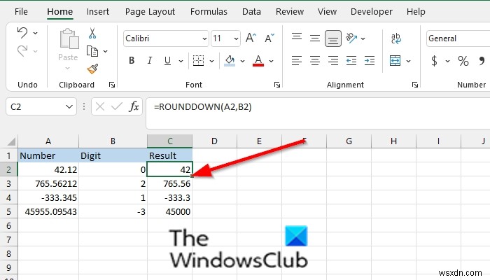 Excel में राउंडडाउन फ़ंक्शन का उपयोग कैसे करें