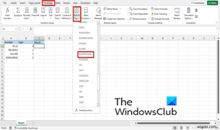 Excel में राउंडडाउन फ़ंक्शन का उपयोग कैसे करें