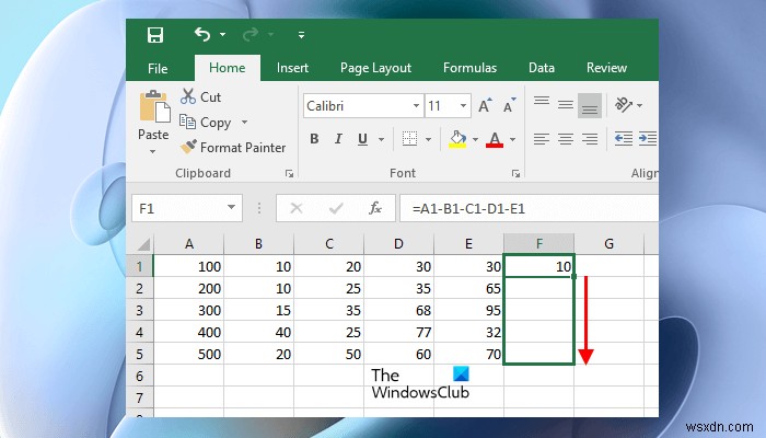 Excel में एकाधिक कक्षों को कैसे घटाना है 