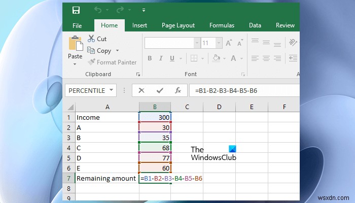 Excel में एकाधिक कक्षों को कैसे घटाना है 