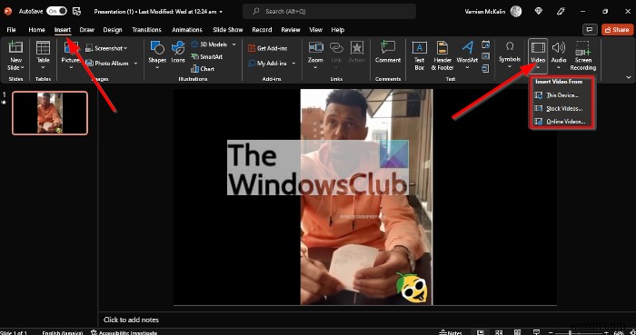 PowerPoint में वीडियो थंबनेल कैसे डालें