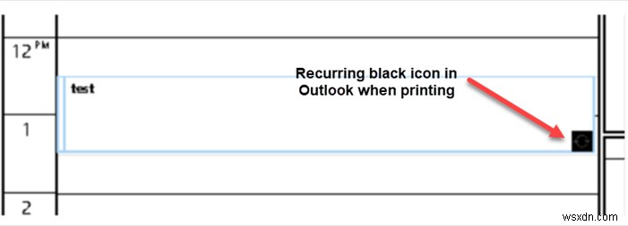 Outlook कैलेंडर प्रिंट करते समय काला चिह्न निकालें 