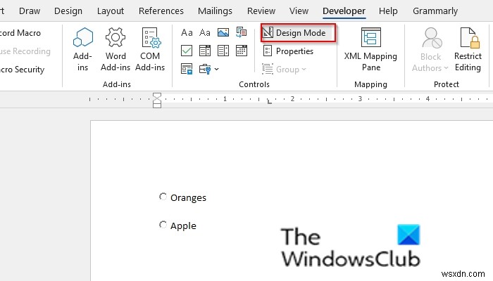 Microsoft Word दस्तावेज़ में रेडियो बटन कैसे जोड़ें 
