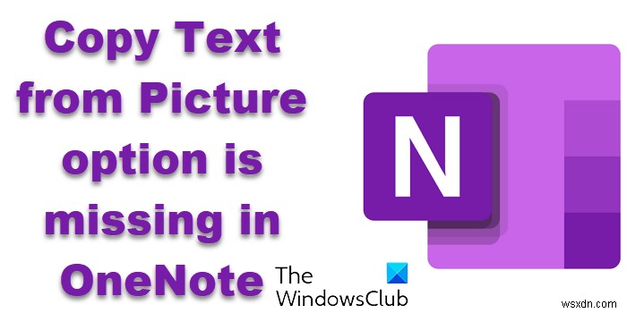 OneNote चित्र से पाठ की प्रतिलिपि बनाएँ विकल्प अनुपलब्ध है 