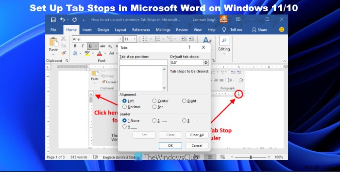 माइक्रोसॉफ्ट वर्ड में टैब स्टॉप कैसे सेट अप और उपयोग करें? 