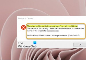 प्रॉक्सी सर्वर के सुरक्षा प्रमाणपत्र में कोई समस्या है - आउटलुक त्रुटि 