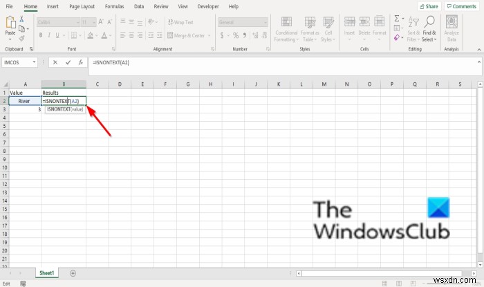 Microsoft Excel में ISNONTEXT फ़ंक्शन का उपयोग कैसे करें 