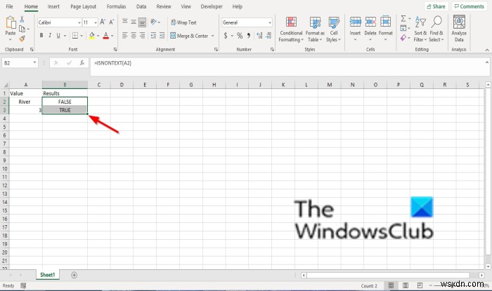 Microsoft Excel में ISNONTEXT फ़ंक्शन का उपयोग कैसे करें 
