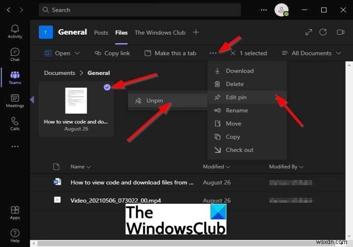 Microsoft Teams में किसी फ़ाइल को शीर्ष पर कैसे पिन करें 