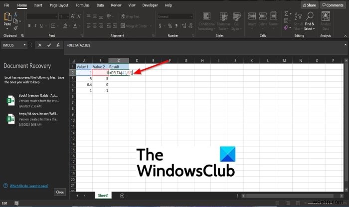 Microsoft Excel में DELTA फ़ंक्शन का उपयोग कैसे करें 