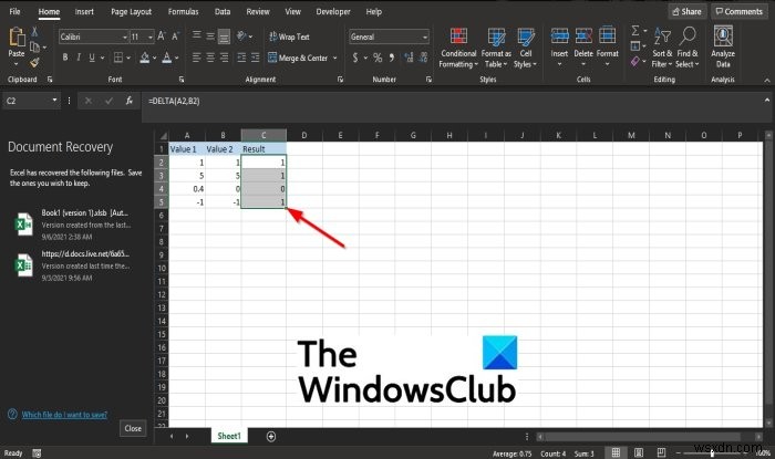 Microsoft Excel में DELTA फ़ंक्शन का उपयोग कैसे करें 