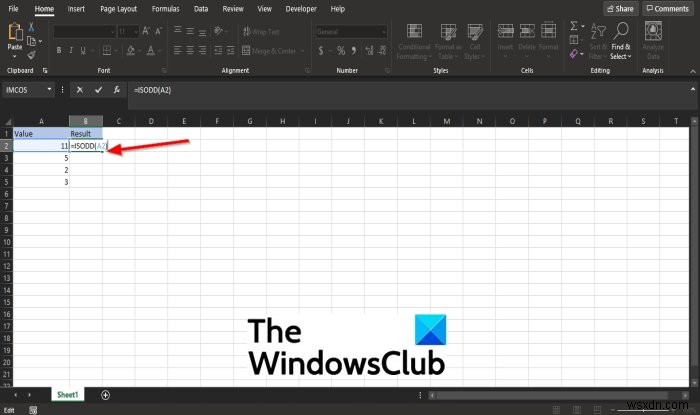 Microsoft Excel में ISODD फ़ंक्शन का उपयोग कैसे करें 